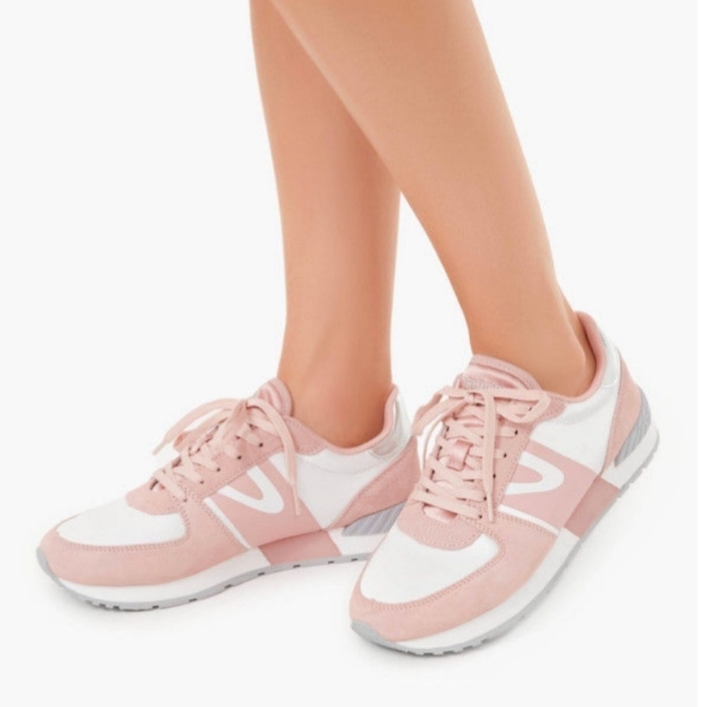 TRETORN Womens Suede Loyola Retro
Jogger Sneakers Pink Silver Sz 8.5 Preppy